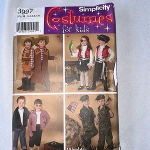 Simplicity costume patterns for kids sizes 3-8